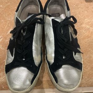 Silver and Black Golden Goose Sneakers